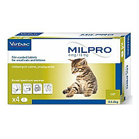 Таблетки Virbac Milpro Мілпро антигельмінтні, для кошенят і котів до 2 кг, 4 мг/10 мг, 1 таб