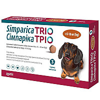 Таблетки Zoetis Simparica Trio Симпарика Трио от блох, клещей, гельминтов для собак 5-10 кг, 3 таб