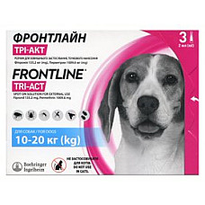 Boehringer Ingelheim Фронтлайн ТРІ-АКТ - інсекто-акарицидний, репелентний розчин контактної дії для зовнішнього застосування для собак вагою від 10 до 20 кг. - 1 піпетка