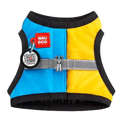 Шлея для собак м'яка WAUDOG Clothes з QR паспортом, "Colors of freedom", XS4, В 36-39 см, С 26-28 см