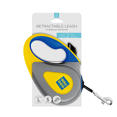 Поводок-рулетка для собак WAUDOG R-leash, рисунок "Colors of freedom", L, до 50 кг, 5 м, светоотражающая лента