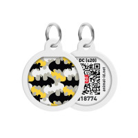 Адресник для собак и кошек металлический WAUDOG Smart ID с QR паспортом, рисунок "Бэтмен узор", круг, Д 25 мм