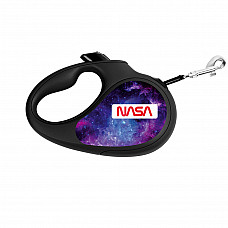 Повідець-рулетка для собак WAUDOG R-leash, малюнок "NASA21", XS, до 12 кг, 3 м, світловідбиваюча стрічка чорний
