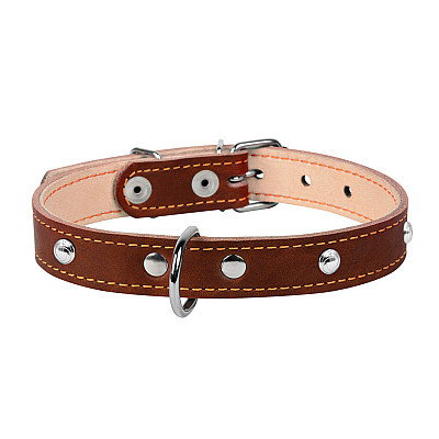 Ошейник &Cot;CoLLaR двойной с украшениями (ширина 14мм, длина 27-35см) коричневый