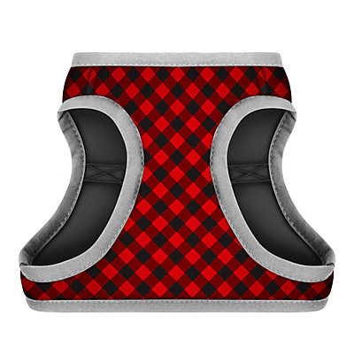 Шлея для собак м'яка WAUDOG Clothes з QR паспортом, малюнок "Шотландка червона", S2, В 46-50 см, С 43-45 см