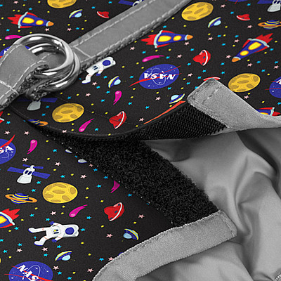 Шлея для собак м'яка WAUDOG Clothes з QR паспортом, малюнок "NASA", XS3, В 32-35 см, С 22-24 см
