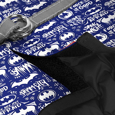 Шлея для собак м'яка WAUDOG Clothes з QR паспортом, малюнок "Бетмен біло-блакитний", XS2, В 28-31 см, С 20-22 см