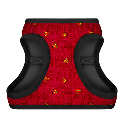 Шлея для собак м'яка WAUDOG Clothes з QR паспортом, малюнок "Супермен червоний", S2, В 46-50 см, С 43-45 см