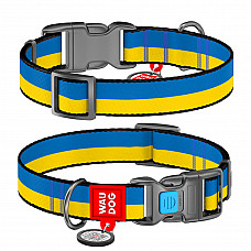 Ошейник для собак нейлоновый WAUDOG Nylon с QR паспортом, рисунок "Colors of freedom", пластиковый фастекс, XL, Ш 25 мм, Длин 37-58 см