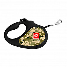 Повідець-рулетка для собак WAUDOG R-leash, малюнок "Мілітарі", XS, до 12 кг, 3 м, світловідбиваюча стрічка