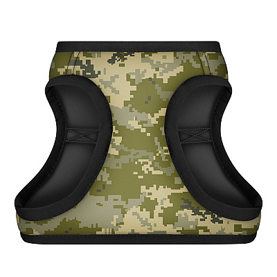Шлея для собак м'яка WAUDOG Clothes з QR паспортом, "Мілітарі", XS4, В 36-39 см, С 26-28 см