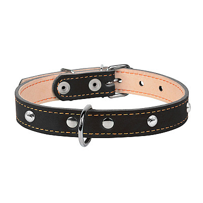 Ошейник "CoLLaR двойной с украшениями (ширина 14мм, длина 27-35см) черный