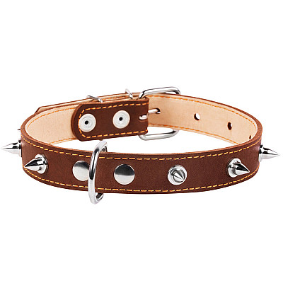 Ошейник "CoLLaR" двойной с шипами (ширина 25мм, длина 38-50см) коричневый
