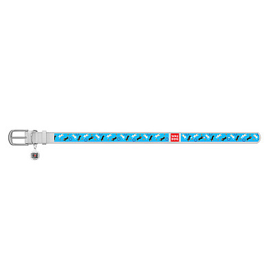 Нашийник WAUDOG Design з малюнком "Грайливі песики", преміум шкіра, металева пряжка (ширина 20 мм, довжина 30-39 см) білий