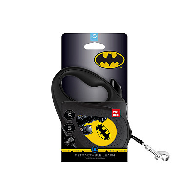 Повідець-рулетка для собак WAUDOG R-leash, малюнок "Бетмен Жовтий", S, до 15 кг, 5 м, світловідбиваюча стрічка