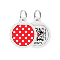 Адресник для собак и кошек металлический WAUDOG Smart ID с QR паспортом, рисунок "Горох", круг, Д 25 мм
