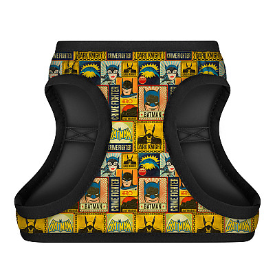 Шлея для собак м'яка WAUDOG Clothes з QR паспортом, малюнок "Бетмен вінтаж", S1, В 40-45 см, С 29-31 см