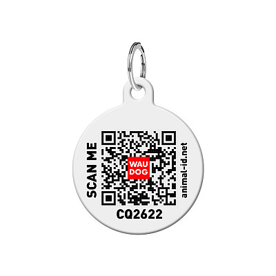 Адресник для собак та котів персоналізований металевий WAUDOG Smart ID з QR паспортом, M, малюнок "Кавун", коло, Д 30 мм
