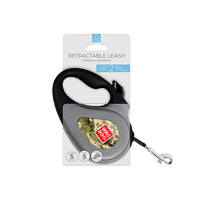 Поводок-рулетка для собак WAUDOG R-leash, рисунок "Милитари", S, до 15 кг, 5 м, светоотражающая лента