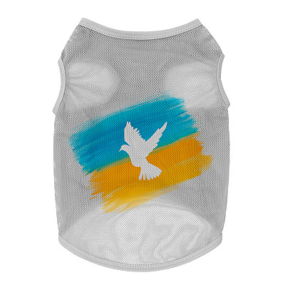 Майка для собак WAUDOG Clothes малюнок "Прапор", сітка, XS, B 26-29 см, C 16-19 см сірий
