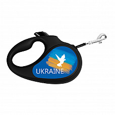 Повідець-рулетка для собак WAUDOG R-leash, малюнок "Прапор", M, до 25 кг, 5 м, світловідбиваюча стрічка чорний