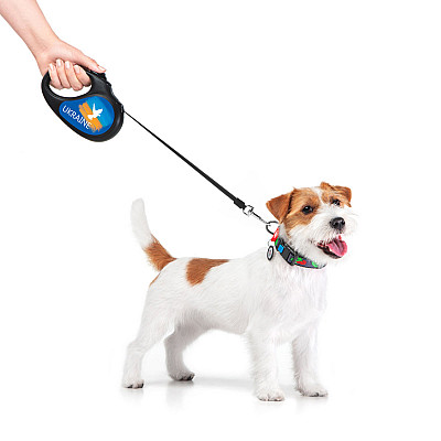 Повідець-рулетка для собак WAUDOG R-leash, малюнок "Прапор", M, до 25 кг, 5 м, світловідбиваюча стрічка чорний