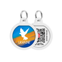 Адресник для собак и кошек металлический WAUDOG Smart ID с QR паспортом, рисунок "Флаг", круг, Д 25 мм