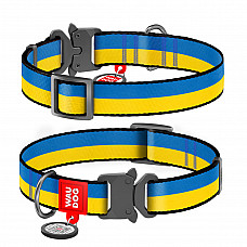 Ошейник для собак нейлоновый WAUDOG Nylon с QR паспортом, рисунок "Colors of freedom", металлическая пряжка-фастекс, M, Ш 20 мм, Длин 28-40 см