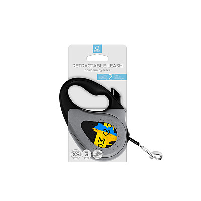 Повідець-рулетка для собак WAUDOG R-leash, малюнок "Дім", XS, до 12 кг, 3 м, світловідбиваюча стрічка чорний