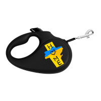Повідець-рулетка для собак WAUDOG R-leash, малюнок "Дім", M, до 25 кг, 5 м, світловідбиваюча стрічка чорний