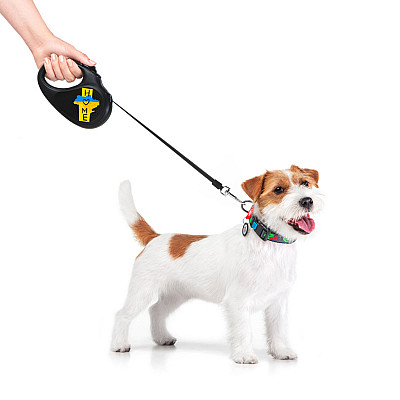 Повідець-рулетка для собак WAUDOG R-leash, малюнок "Дім", M, до 25 кг, 5 м, світловідбиваюча стрічка чорний