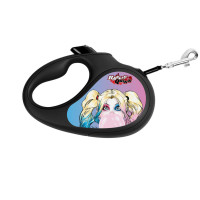 Повідець-рулетка для собак WAUDOG R-leash, малюнок "Харлі Квін", L, до 50 кг, 5 м, світловідбиваюча стрічка чорний