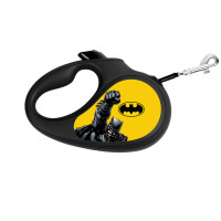 Повідець-рулетка для собак WAUDOG R-leash, малюнок "Бетмен Жовтий", M, до 25 кг, 5 м, світловідбиваюча стрічка чорний