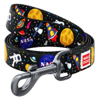 Повідець для собак нейлоновий WAUDOG Nylon, малюнок "NASA", Ш 15 мм, Дов 122 см