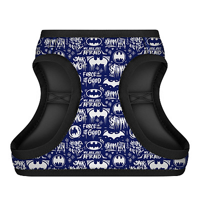 Шлея для собак м'яка WAUDOG Clothes з QR паспортом, малюнок "Бетмен біло-блакитний", S1, В 40-45 см, С 29-31 см