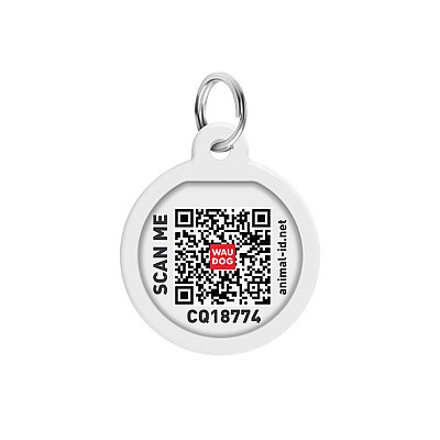 Адресник для собак и кошек металлический WAUDOG Smart ID с QR паспортом, рисунок "Камо серый", круг, Д 25 мм