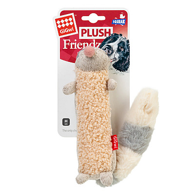 Игрушка для собак Енот с пищалкой GiGwi Plush, текстиль, 17 см