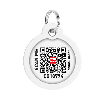 Адресник для собак і котів металевий WAUDOG Smart ID з QR паспортом, малюнок "Водяні лілії", коло, Д 30 мм