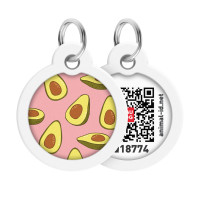 Адресник для собак і котів металевий WAUDOG Smart ID з QR паспортом, малюнок "Авокадо 2", коло, Д 30 мм