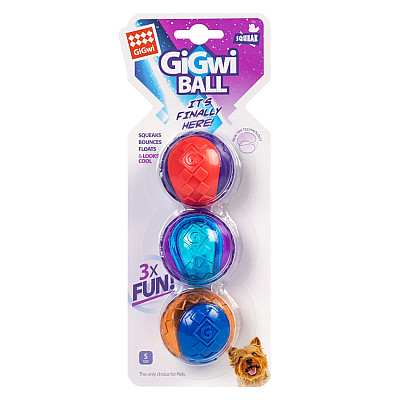Игрушка для собак Три мяча с пищалкой GiGwi BALL, резина, 5 см