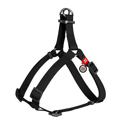 Шлей для собак водостойкий WAUDOG Waterproof, c QR паспортом, металлическая пряжка-фастекс, Ш 25 мм, Длинна 60-90 см черный