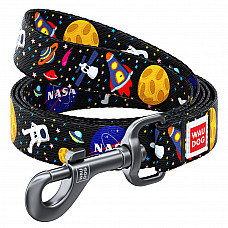 Повідець для собак нейлоновий WAUDOG Nylon, малюнок "NASA", Ш 20 мм, Дов 122 см