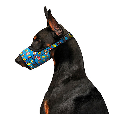 Намордник для собак WAUDOG Nylon, малюнок "ВАУ", пластиковий фастекс, размер №2, О 19-26 см