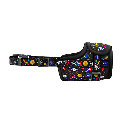 Намордник для собак WAUDOG Nylon, малюнок "NASA", пластиковий фастекс, размер №4, О 35-43 см