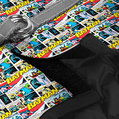 Шлея для собак м'яка WAUDOG Clothes з QR паспортом, малюнок "Бетмен комікс", XS2, В 28-31 см, С 20-22 см