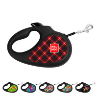 Поводок-рулетка для собак WAUDOG R-leash, рисунок "Шотландка", M, до 25 кг, 5 м, светоотражающая лента