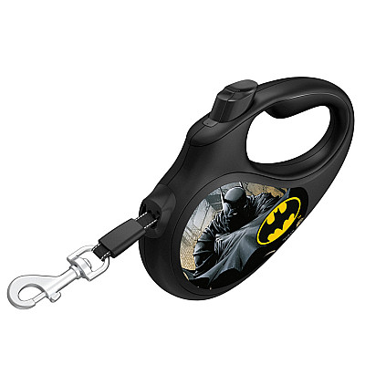 Поводок-рулетка для собак WAUDOG R-leash, рисунок "Бэтмен Черный", M, до 25 кг, 5 м, светоотражающая лента черный