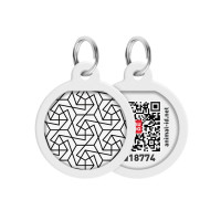 Адресник для собак та котів металічний WAUDOG Smart ID з QR паспортом, малюнок "Геометрія", круг, Д 25 мм