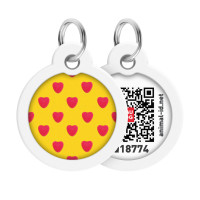 Адресник для собак и кошек металлический WAUDOG Smart ID с QR паспортом, рисунок "Сердца", круг, Д 30 мм