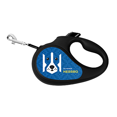 Поводок-рулетка для собак WAUDOG R-leash, рисунок "Патрон", S, до 15 кг, 5 м, светоотражающая лента